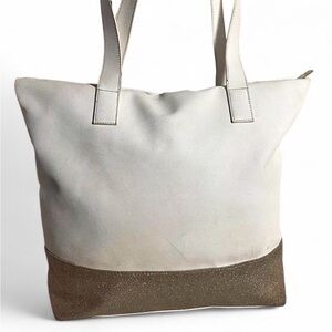 Jimmy Choo Parfums Large Tote Bag White &Gold Glitter accent